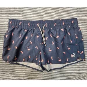 SURFCUZ $30 10 Navy Pink‎ Flamingo Tropical 2.5" Inseam Pocket Swim Board Shorts